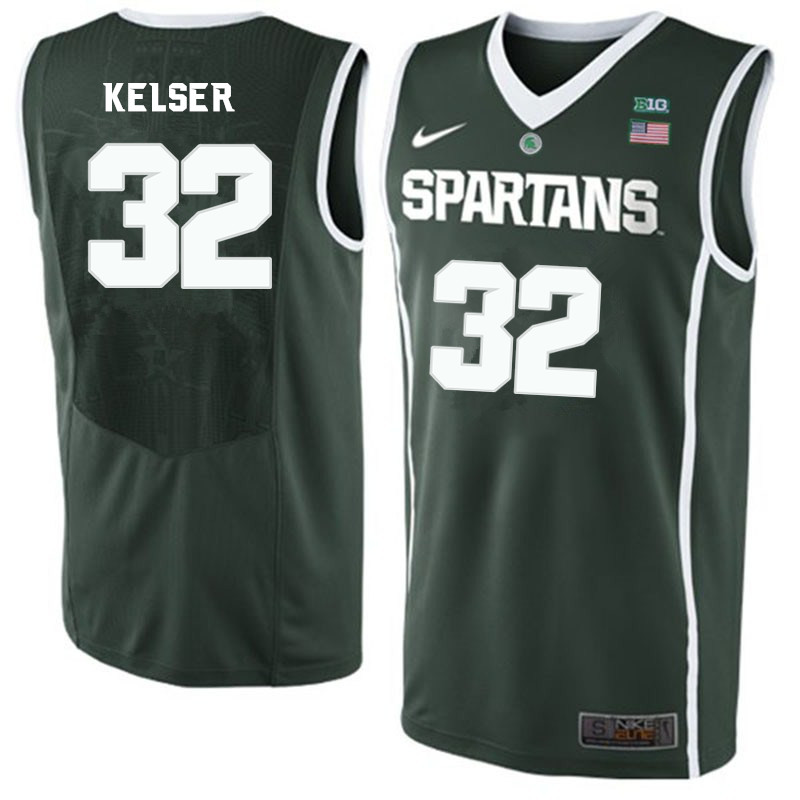 Men #32 Greg Kelser Michigan State Spartans College Basketball Jerseys-Green